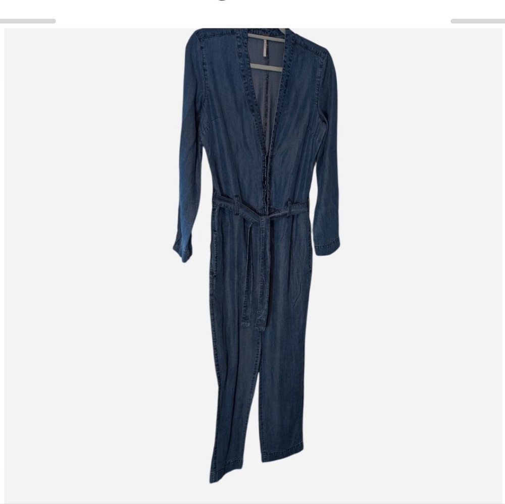 Pre-owned Free People Blue Denim Fabric